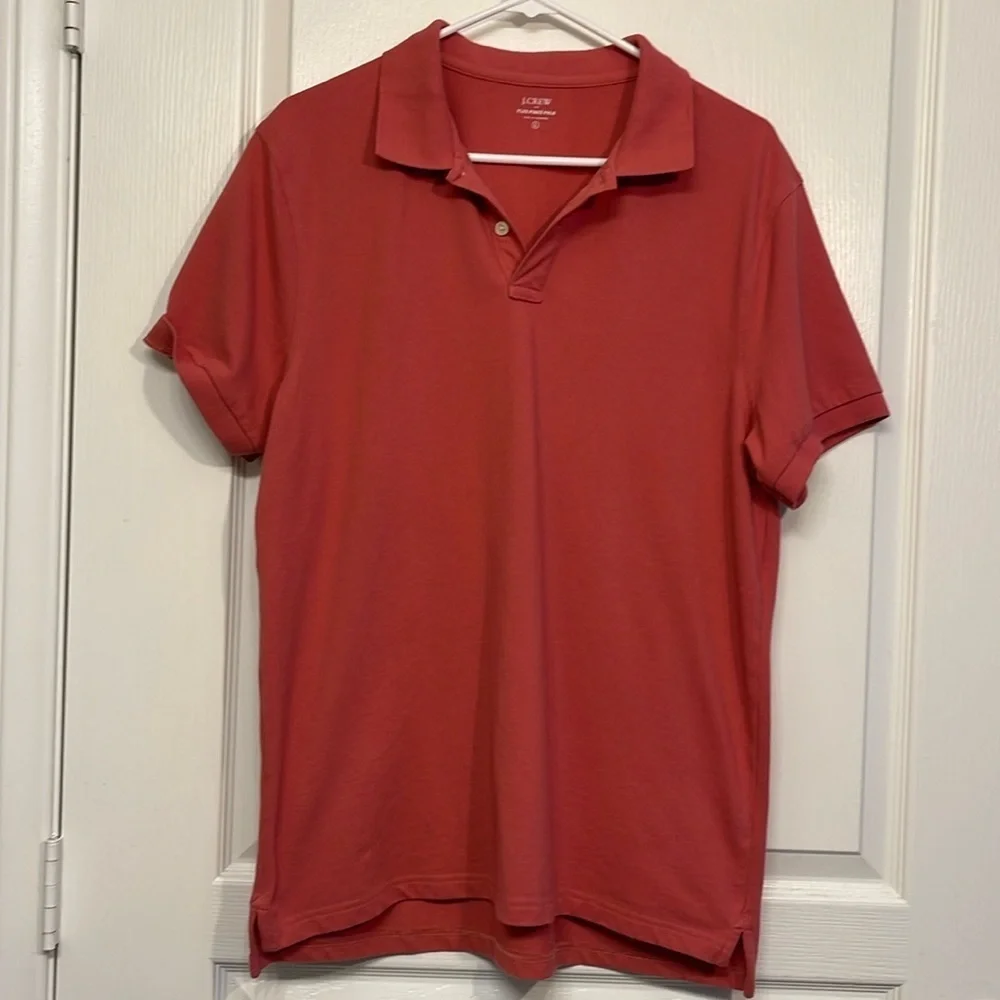 Men's J. Crew Red Fade Classic Pique Polo Pullover Shirt Size Large EUC #7667